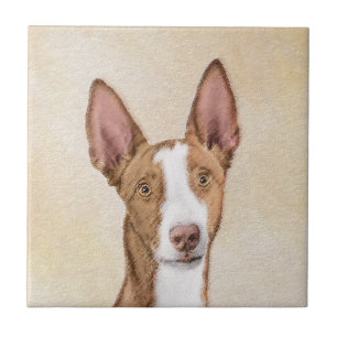 Ibizan Hound Painting - Cute Original Dog Art Ceramic Tile