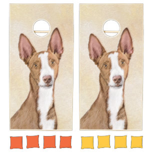 Ibizan Hound Painting - Cute Original Dog Art Cornhole Set