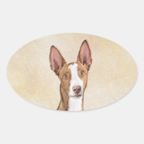 Ibizan Hound Painting _ Cute Original Dog Art Oval Sticker