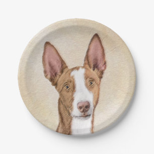 Ibizan Hound Painting - Cute Original Dog Art Paper Plates
