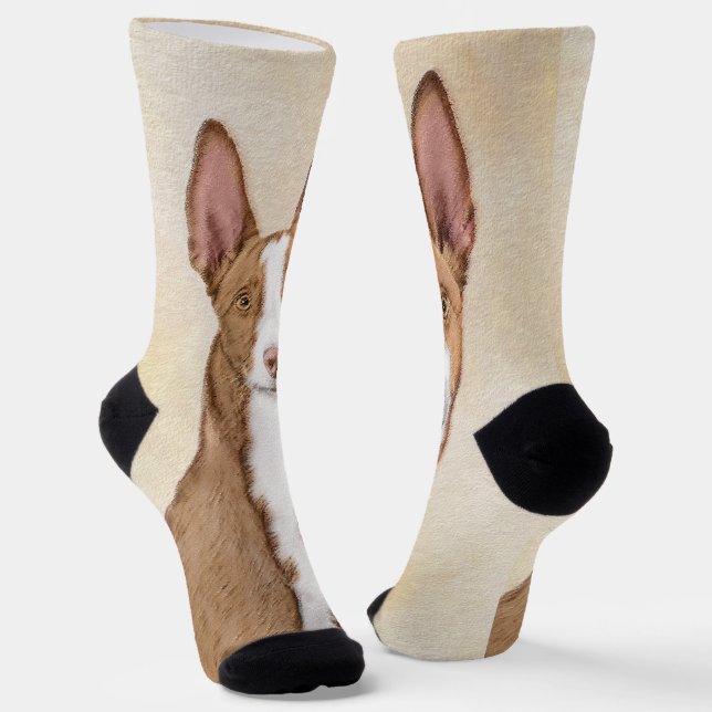 Ibizan Hound Painting - Cute Original Dog Art Socks (Angled)