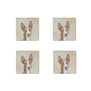 Ibizan Hound Painting - Cute Original Dog Art Stone Magnet