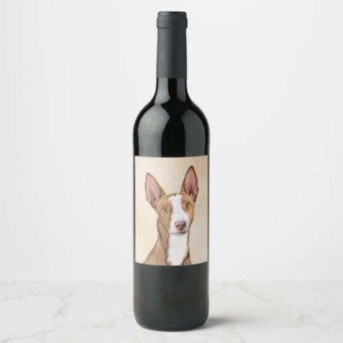 Ibizan Hound Painting _ Cute Original Dog Art Wine Label
