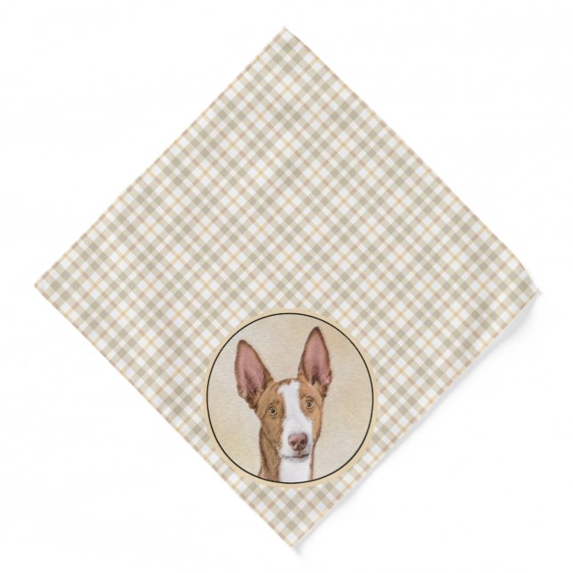 Ibizan Hound Painting Smooth Red Original Dog Art Bandana (Front)