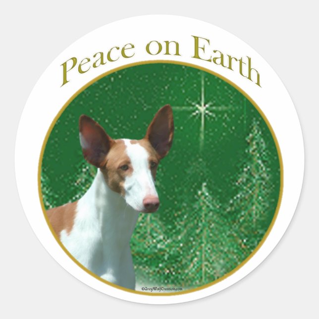 Ibizan Hound Peace Classic Round Sticker (Front)