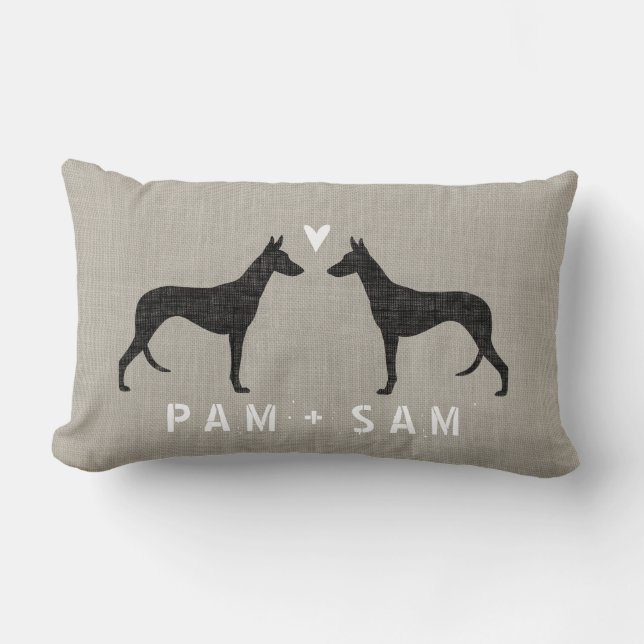 Ibizan Hound Silhouettes Love Lumbar Pillow (Front)