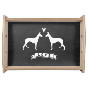 Ibizan Hound Silhouettes Love Serving Tray