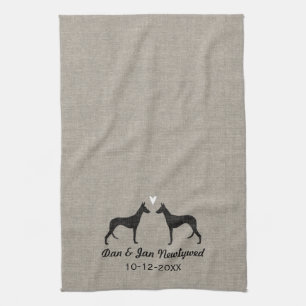 Ibizan Hound Silhouettes with Heart Kitchen Towel