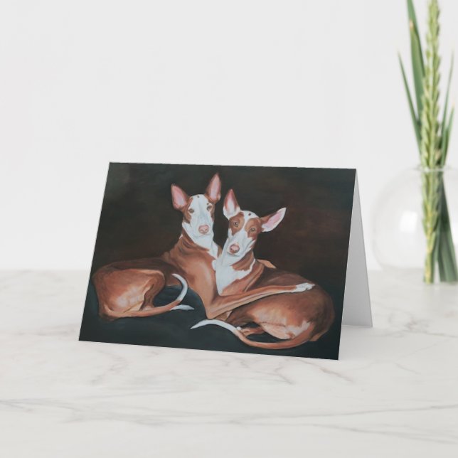Ibizan Hound Sisters Dog Art Greeting Card (Front)