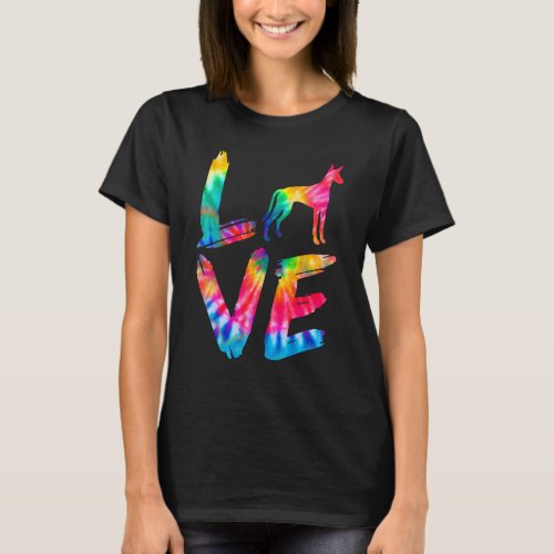 Ibizan Hound Tie Dye Love Dog Mom Dad T_Shirt