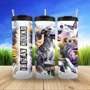Ibizan Hound's Floral Serenity Thermal Tumbler