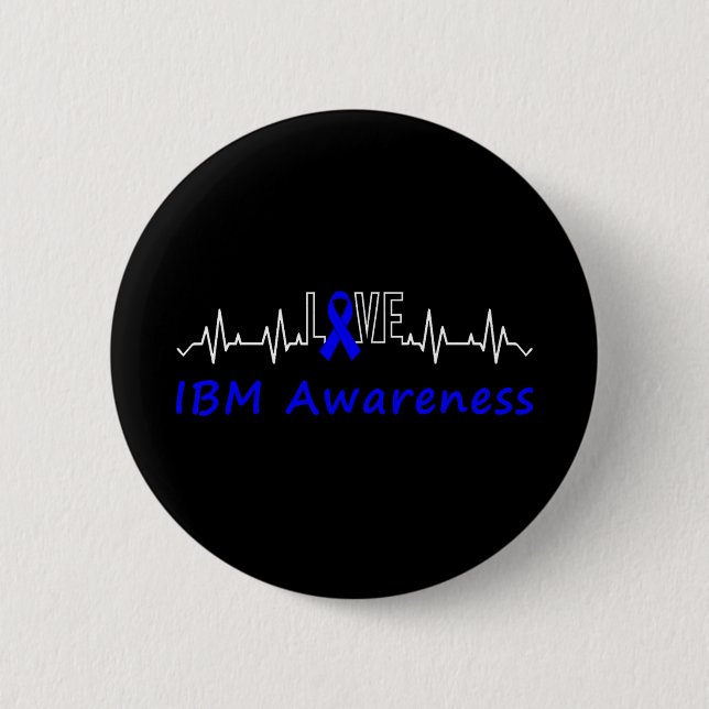 Ibm Awareness Blue Ribbon Love Heartbeat Support Q Button (Front)