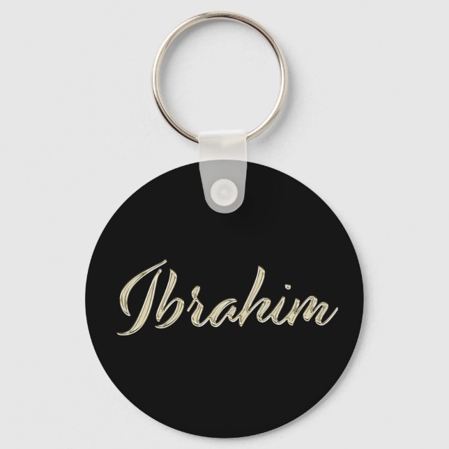 Ibrahim Name whitegold Button Schlüsselanhänger Keychain (Front)