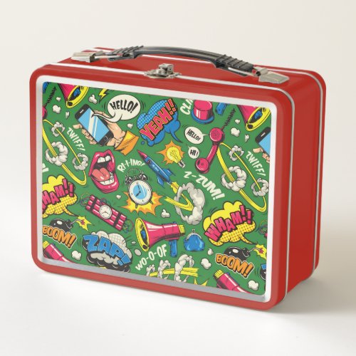 ibrant Retro Comic Pop Art Metal Lunch Box