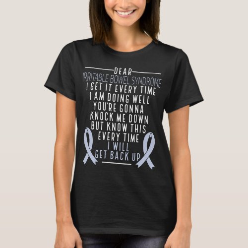 IBS Awareness Nervous Colon back up Red Ribbon T_Shirt