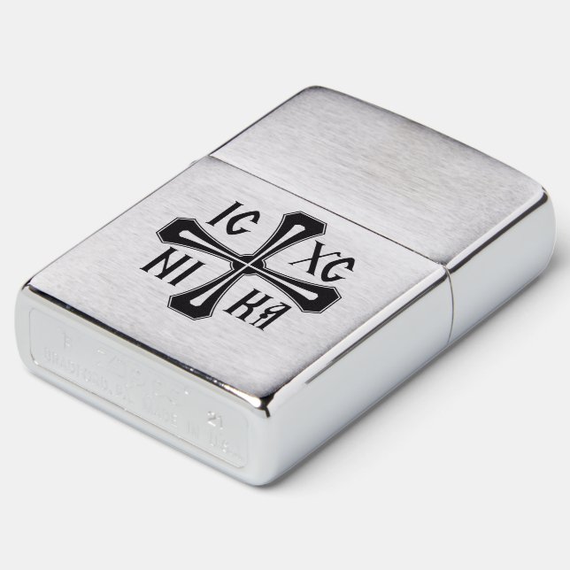 IC XC NIKA Brushed Zippo Lighter (Angled)