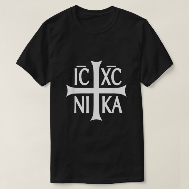 IC XC NIKA Cross Eastern Christian Greek Tee Shirt (Design Front)