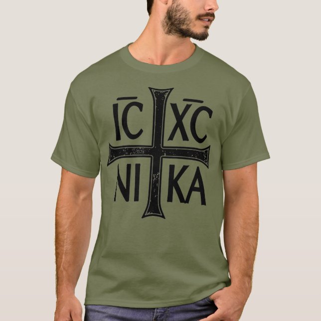 IC XC NIKA Cross Orthodox Eastern Christianity T-Shirt (Front)