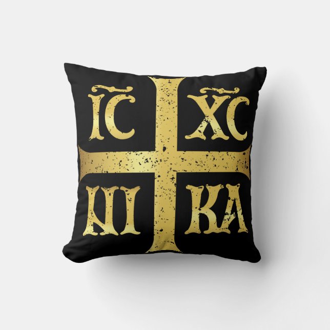 IC XC NIKA JESUS CHRIST CONQUERS THROW PILLOW (Front)
