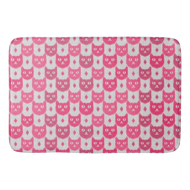 Icat ikat pink pattern bath mat (Front)