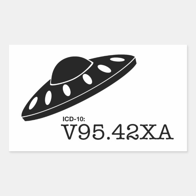 ICD-10: V9542XA - Spacecraft Crash Rectangular Sticker (Front)