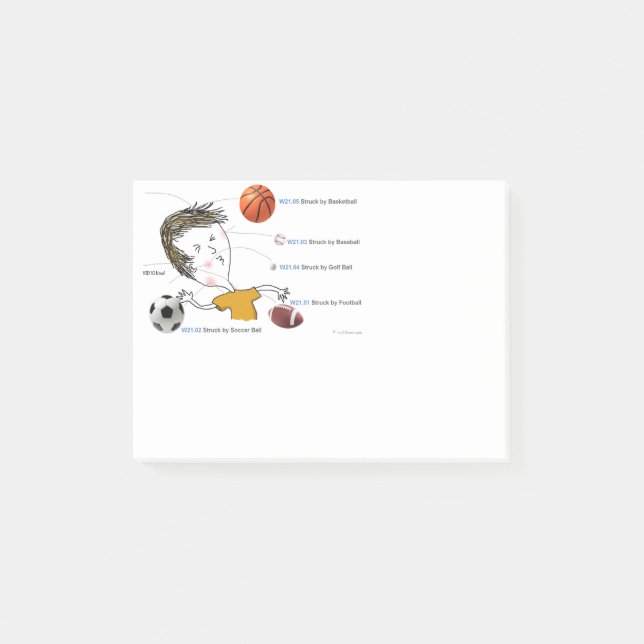 ICD-10: W21 Struck by Balls Post-it Notes (Front)