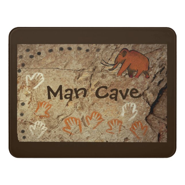Ice Age Cave Art - Man Cave Door Sign (Contemporary Front)