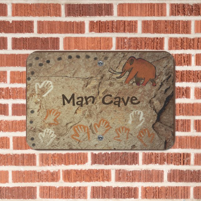 Ice Age Cave Art - Man Cave Metal Sign (In Situ(Brick))