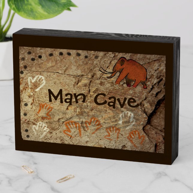 Ice Age Cave Art - Man Cave Wooden Box Sign (In Situ Horizontal)