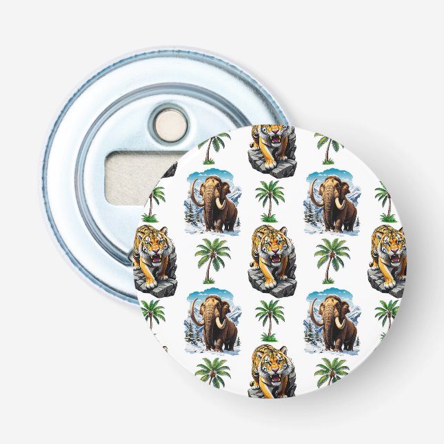 Ice Age Mammoth Sabertooth Tiger Pattern Design  Bottle Opener (Front)