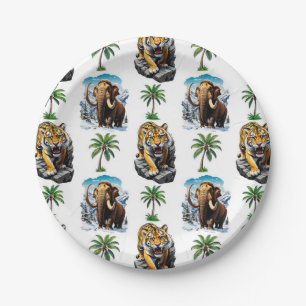 Ice Age Mammoth Sabertooth Tiger Pattern Design Paper Plates