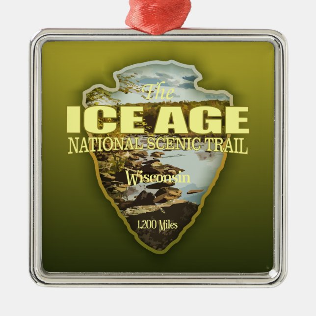 Ice Age Trail (arrowhead) Metal Ornament (Front)