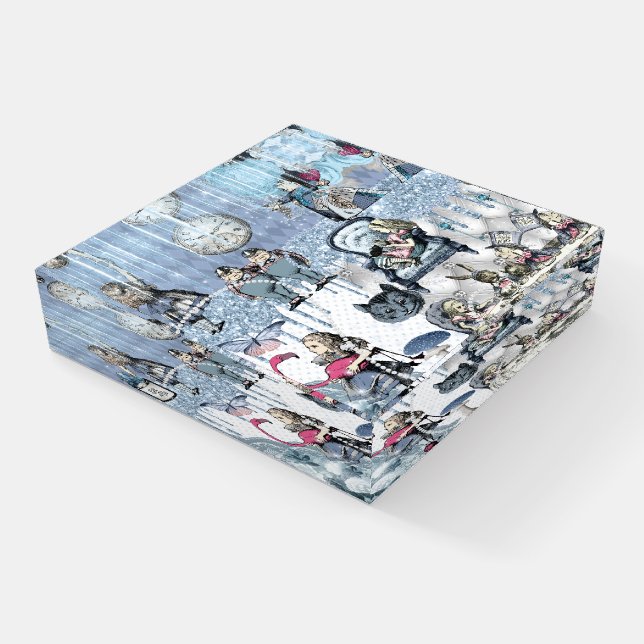 Ice Alice in Wonderland Blue Paperweight (Angled)