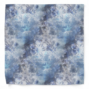 Ice and Snow Textured Blue Christmas Pattern Bandana