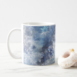 Ice and Snow Textured Blue Christmas Pattern Coffee Mug