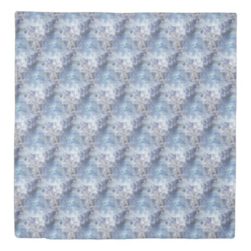 Ice and Snow Textured Blue Christmas Pattern Duvet Cover