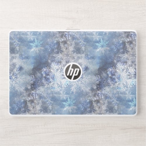 Ice and Snow Textured Blue Christmas Pattern HP Laptop Skin