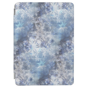 Ice and Snow Textured Blue Christmas Pattern iPad Air Cover