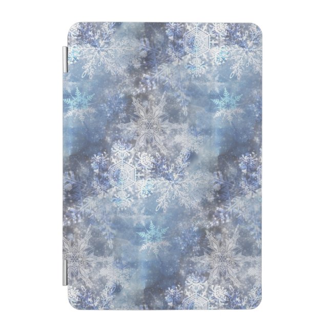 Ice and Snow Textured Blue Christmas Pattern iPad Mini Cover (Front)