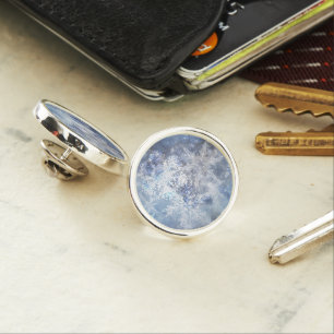 Ice and Snow Textured Blue Christmas Pattern Lapel Pin