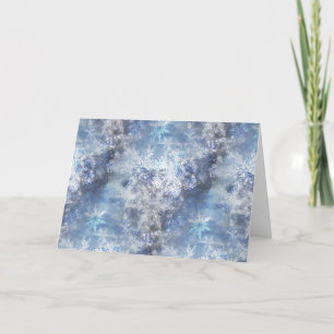 Ice and Snow Textured Blue Christmas Pattern Letterpress Thank You Card