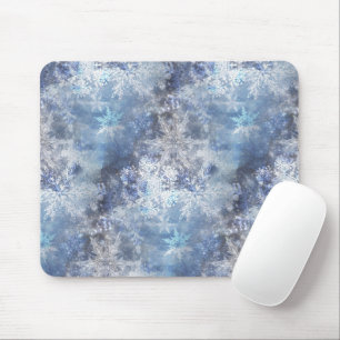 Ice and Snow Textured Blue Christmas Pattern Mouse Pad