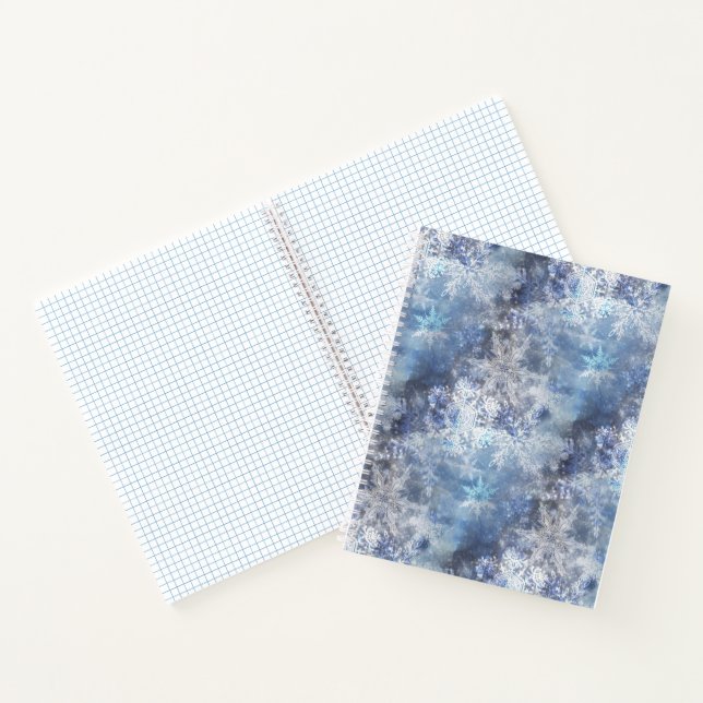Ice and Snow Textured Blue Christmas Pattern Notebook (Inside)