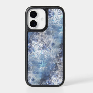 Ice and Snow Textured Blue Christmas Pattern iPhone 17 Case