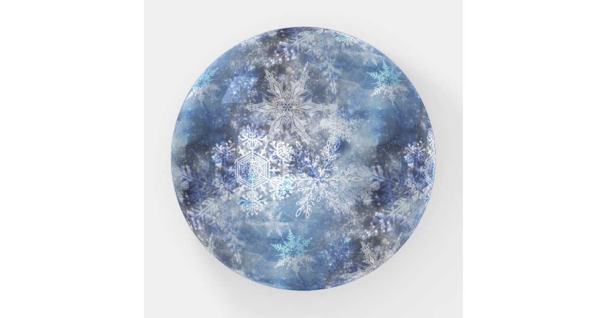 Ice and Snow Textured Blue Christmas Pattern Paperweight | Zazzle