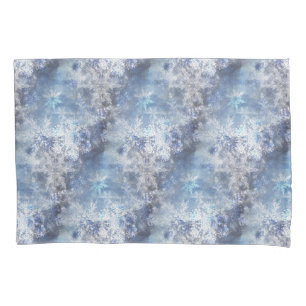 Ice and Snow Textured Blue Christmas Pattern Pillow Case