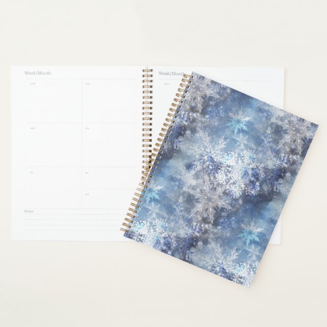 Ice and Snow Textured Blue Christmas Pattern Planner (Display)
