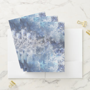 Ice and Snow Textured Blue Christmas Pattern Pocket Folder