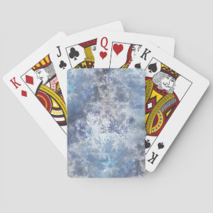 Ice and Snow Textured Blue Christmas Pattern Poker Cards