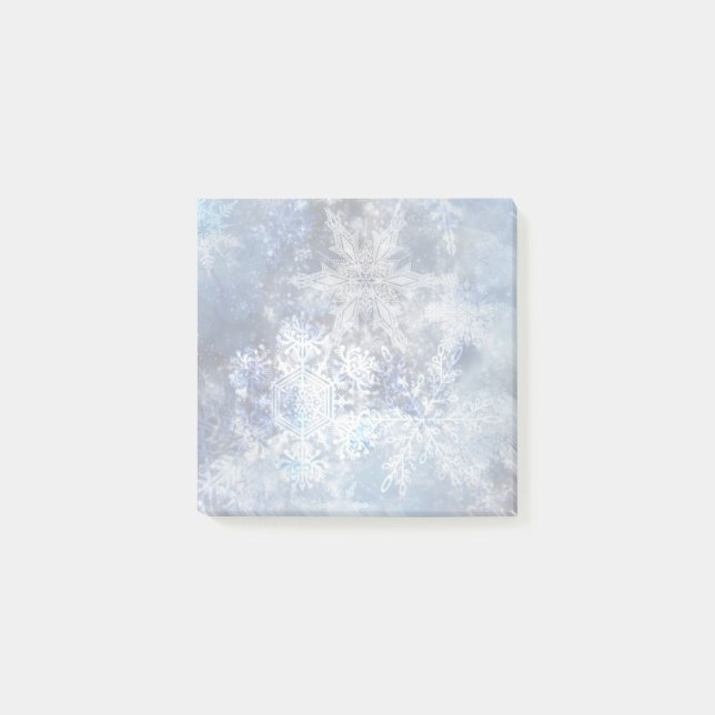 Ice and Snow Textured Blue Christmas Pattern Post-it Notes (Front)